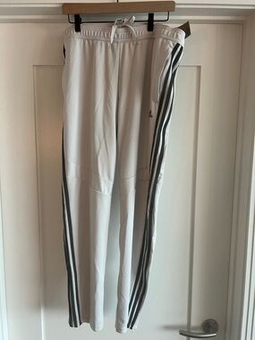 adidas White Track Pants with Black Stripes